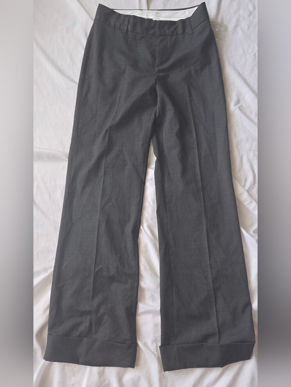 GAP Stretch '08 Women's Wide Leg Pants Charcoal Gray With Cuffs Dress Pants  2L